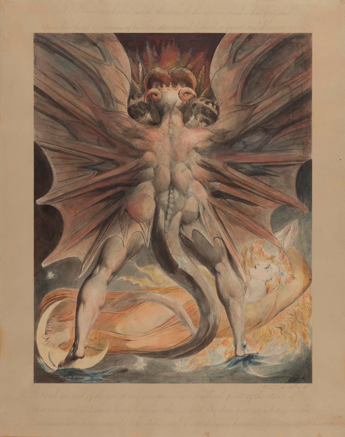 William Blake, The Great Red Dragon and the Woman Clothed with the Sun, ca 1803-1805